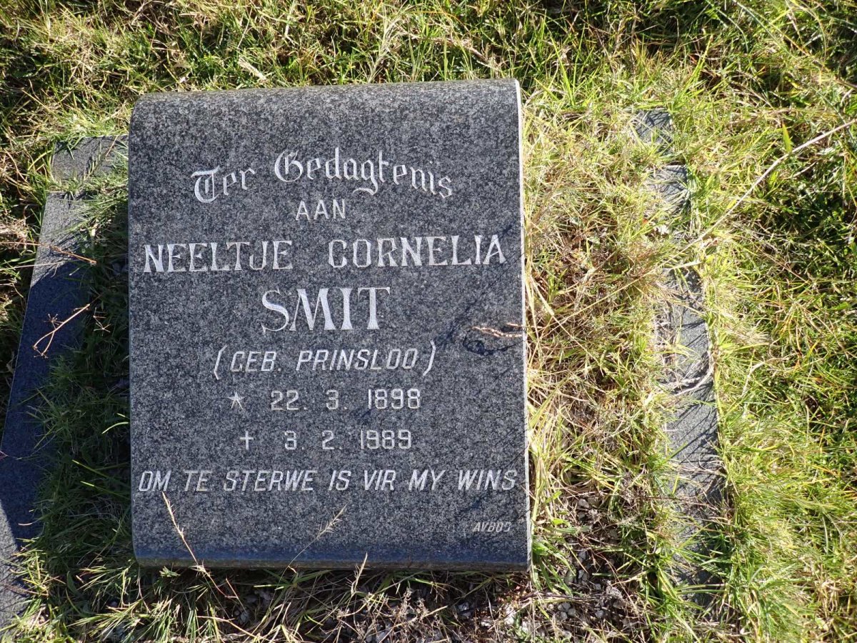 SMIT Neeltje Cornelia nee PRINSLOO 1898-1989