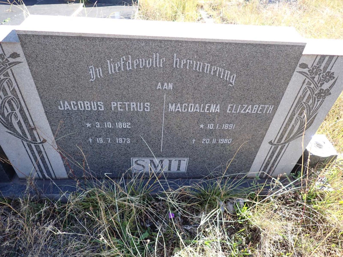 SMIT Jacobus Petrus 1882-1973 & Magdalena Elizabeth 1891-1980