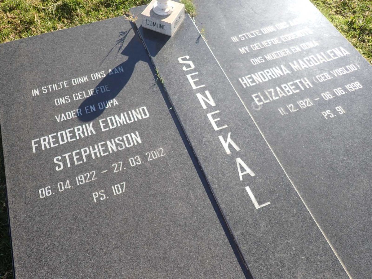 SENEKAL Frederik Edmund Stephenson 1922-2012 & Hendrina Magdalena Elizabeth VOSLOO 1921-1998