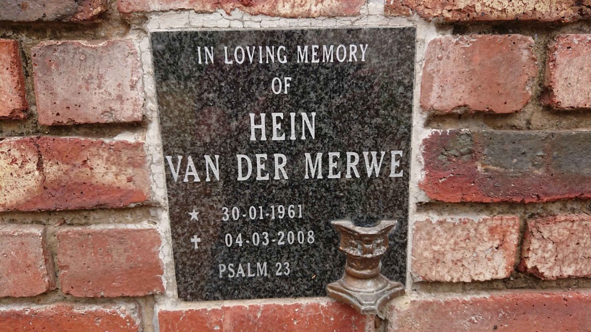 MERWE Hein, van der 1961-2008