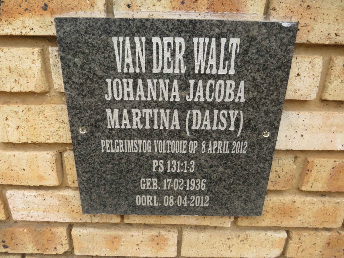 WALT Johanna Jacoba Martina, van der 1936-2012