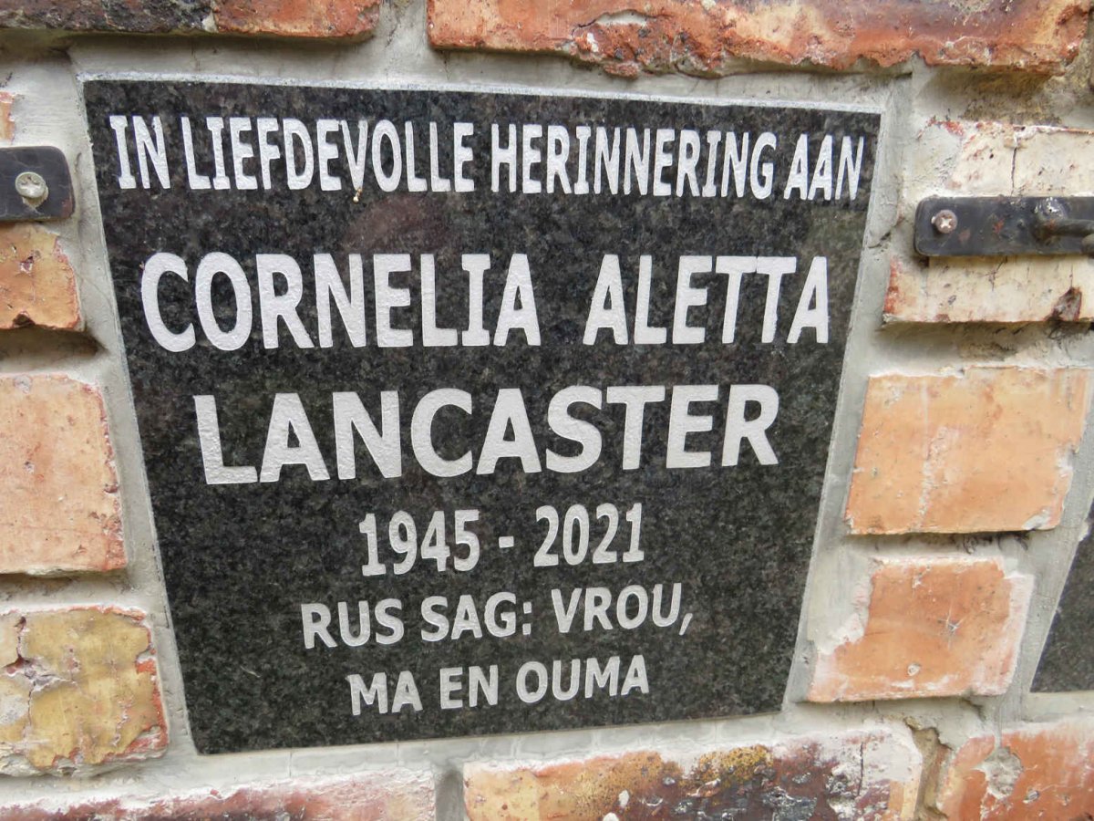 LANCASTER Cornelia Aletta 1945-2021