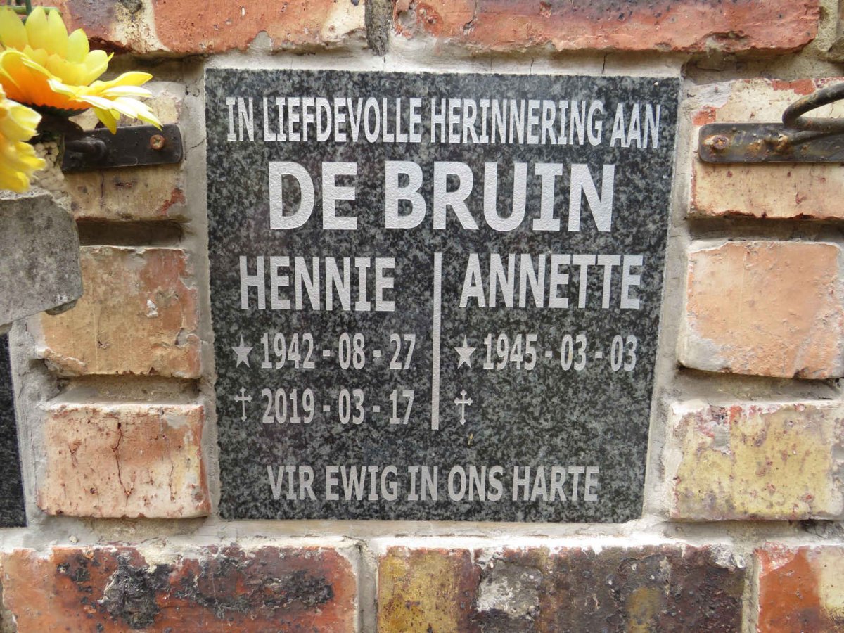 BRUIN Hennie, de 1942-2019 & Annette 1945-