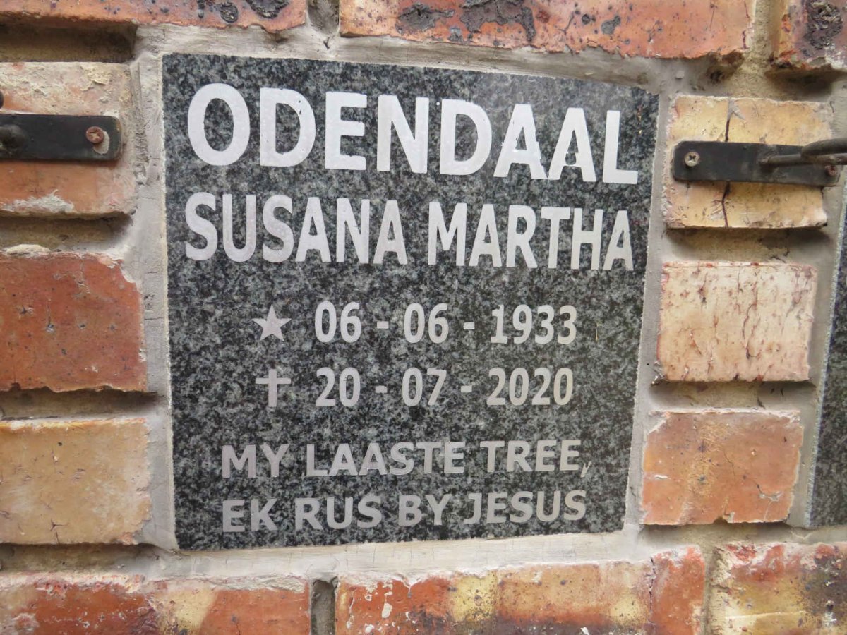 ODENDAAL Susana Martha 1933-2020