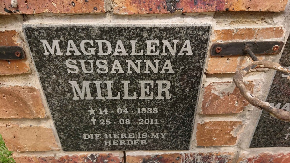 MILLER Magdalena Susanna 1938-2011