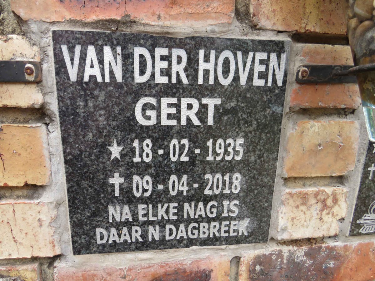 HOVEN Gert, van der 1935-2018