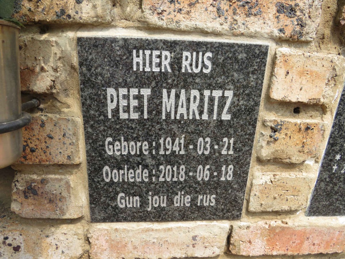MARITZ Peet 1941-2018