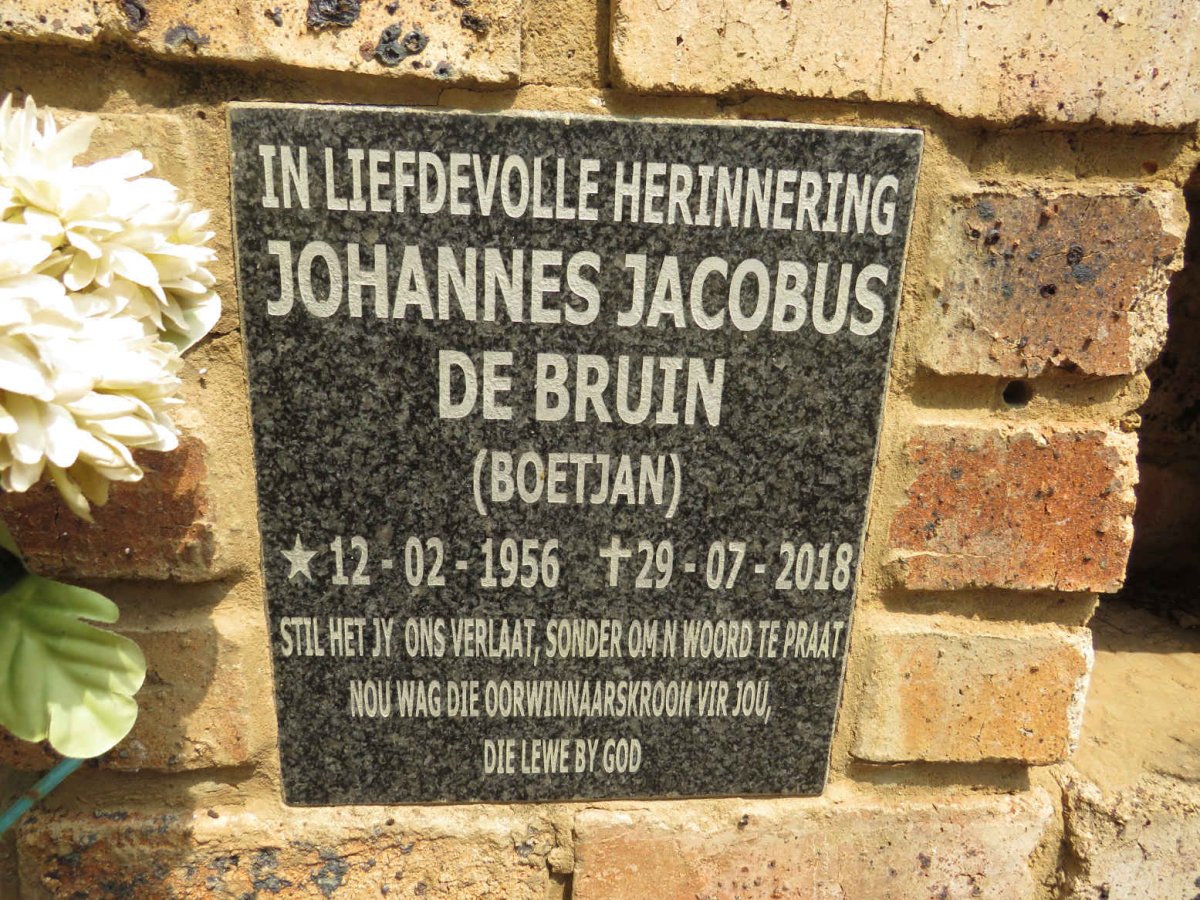BRUIN Johannes Jacobus, de 1956-2018