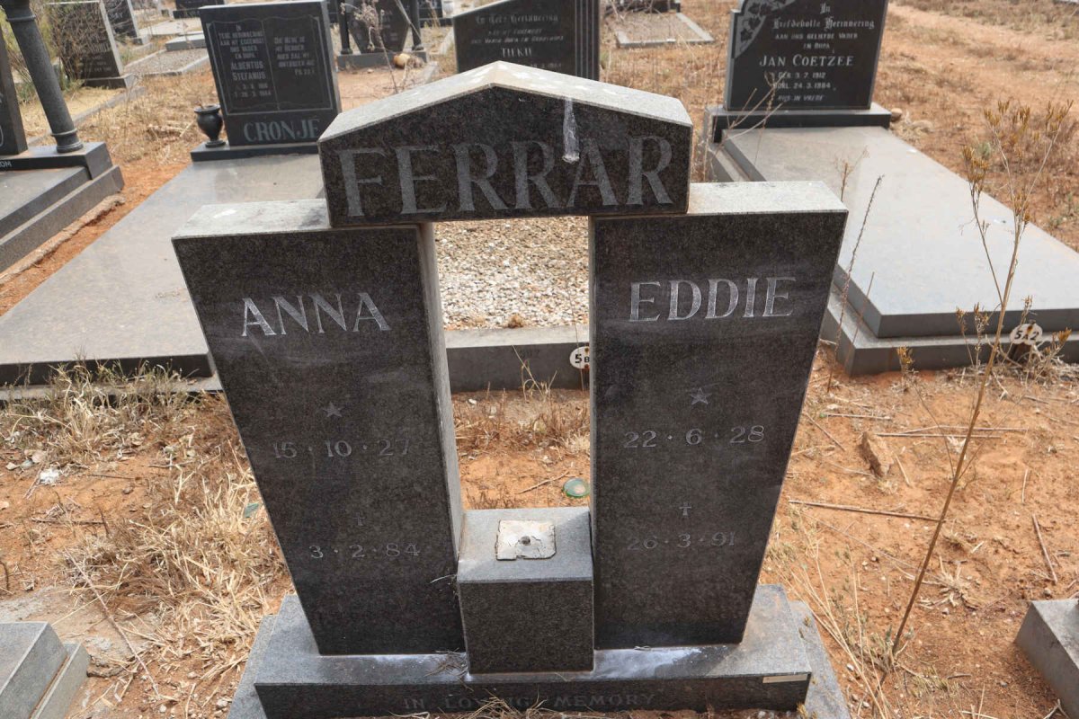 FERRAR Eddie 1928-1991 & Anna 1927-1984