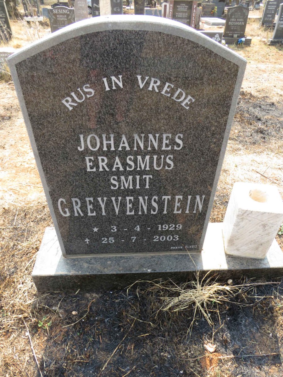 GREYVENSTEIN Johannes Erasmus Smit 1929-2003