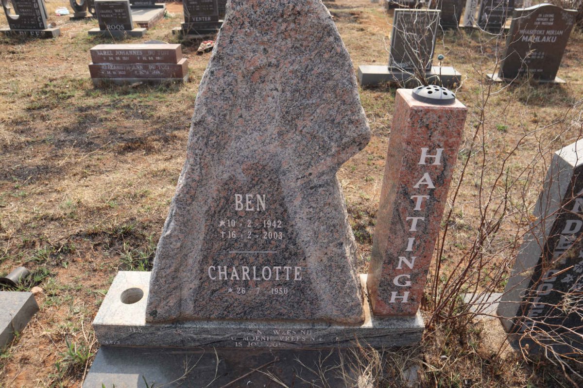 HATTINGH Ben 1942-2003 & Charlotte 1950-