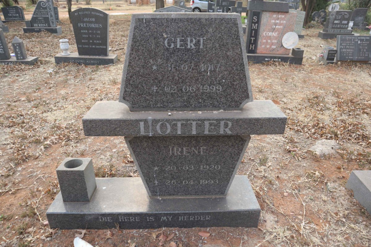 LOTTER Gert 1917-1999 & Irene 1920-1993