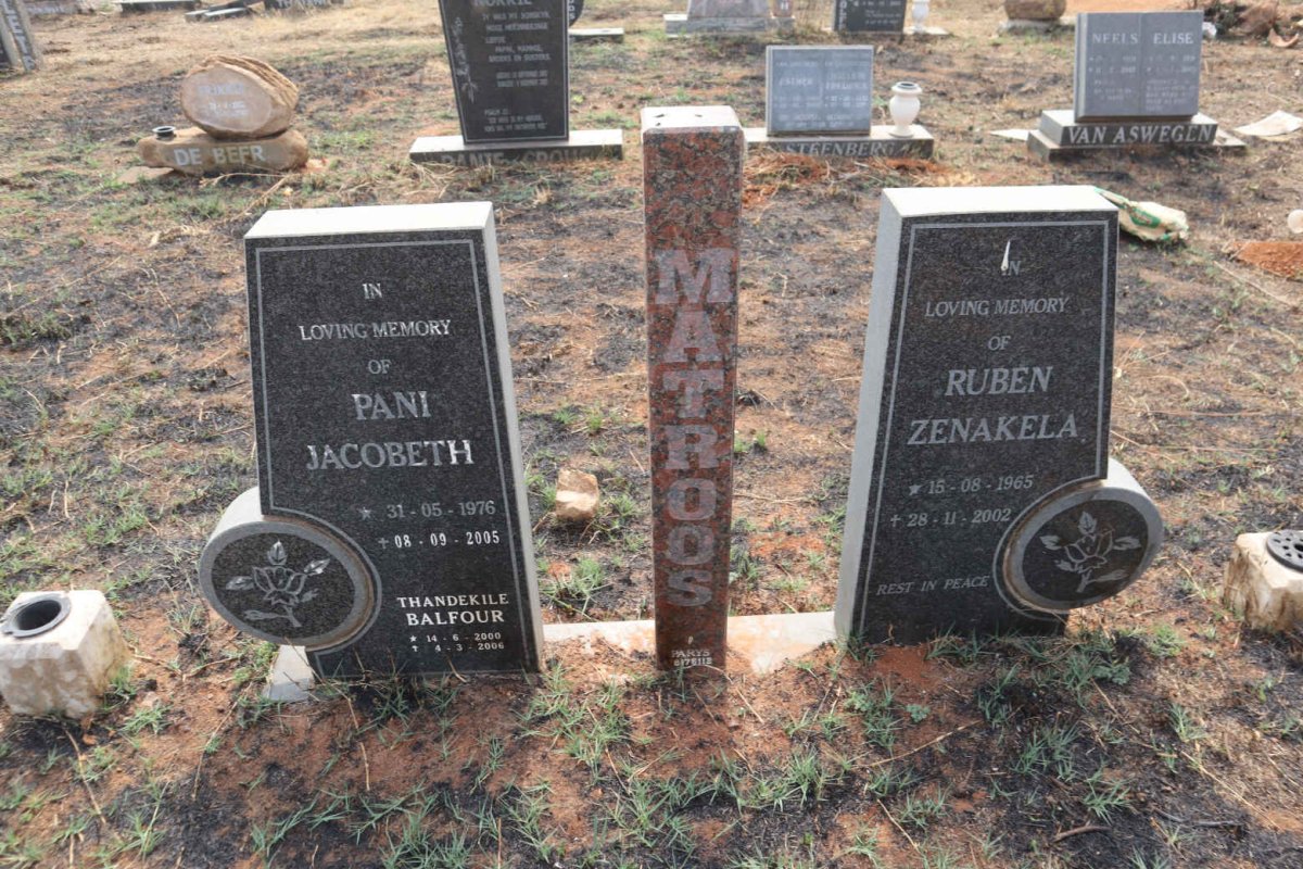 MATROOS Ruben Zenakela 1965-2002 & Pani Jacobeth 1976-2005