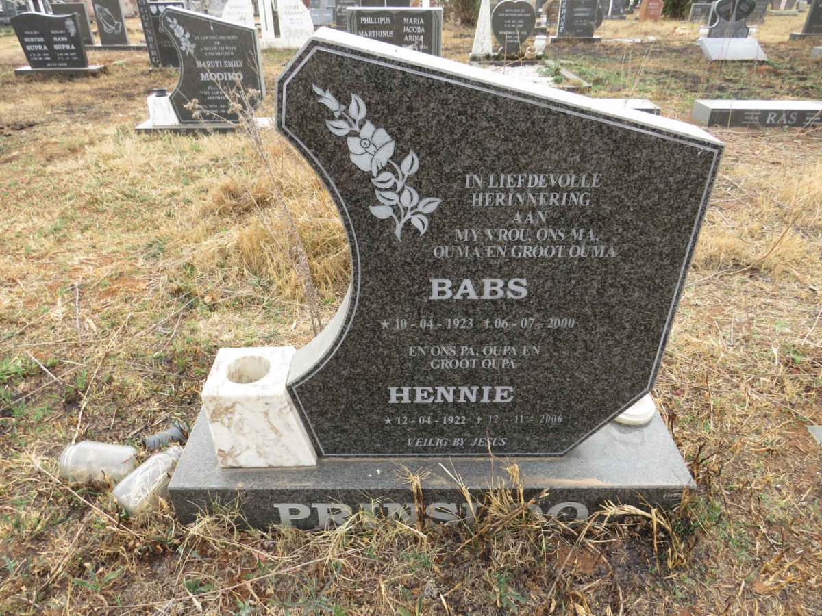 PRINSLOO Hennie 1922-2006 & Babs 1923-2000