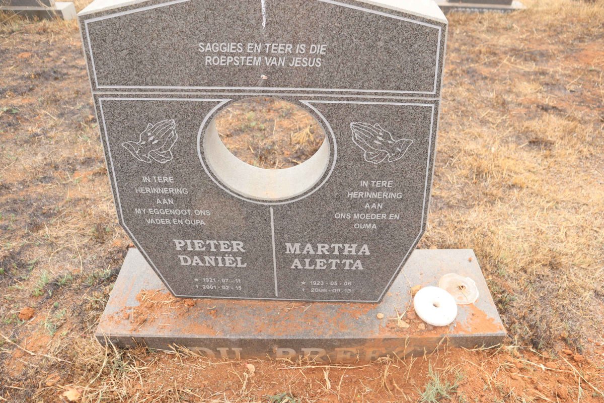 PREEZ Pieter Daniel, du 1921-2001 & Martha Aletta 1923-2008 