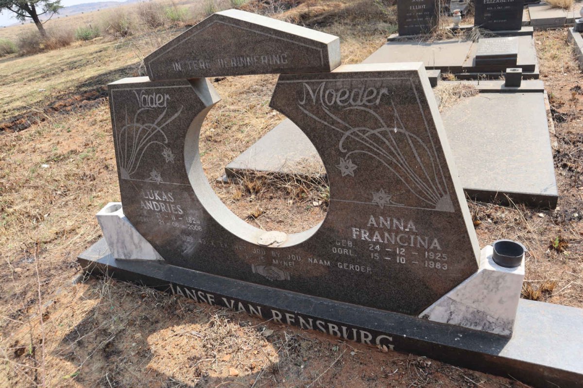 RENSBURG Lukas Andries, Janse van 1924-2006 & Anna Francina 1925-1983