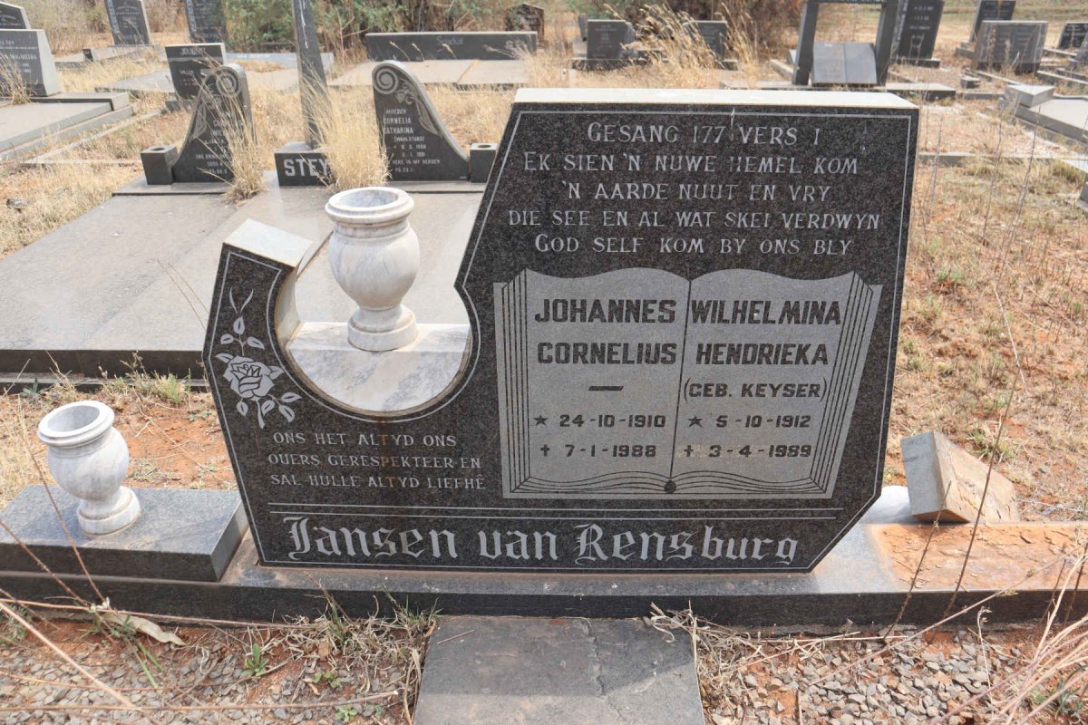 RENSBURG Johannes Cornelius, Jansen van 1910-1988 & Wilhelmina Hendrieka KEYSER 1912-1989
