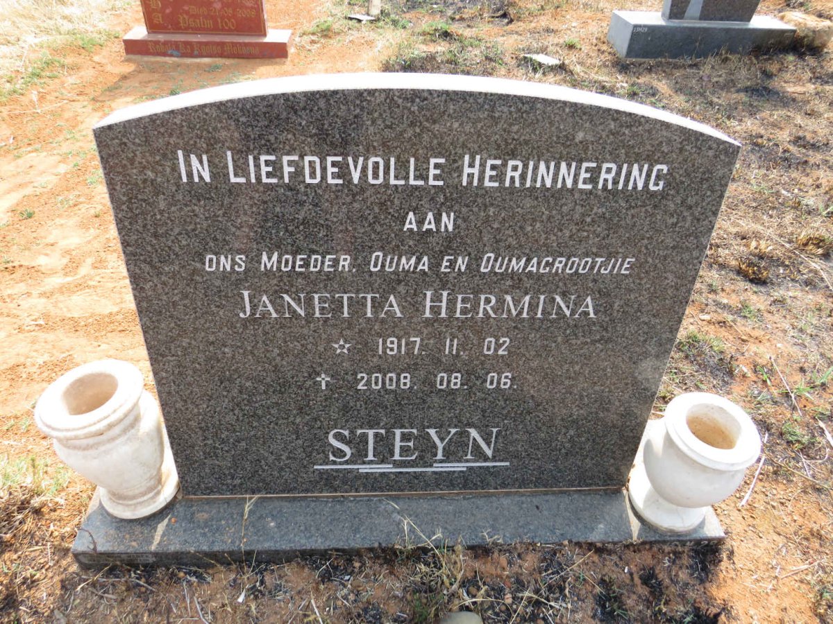 STEYN Janetta Hermina 1917-2008