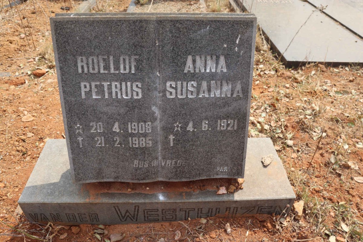 WESTHUIZEN Roelof Petrus, van der 1908-1985 & Anna Susanna 1921-