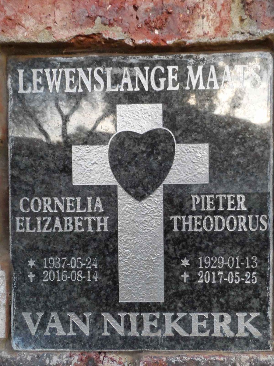 NIEKERK Pieter Theodorus, van 1929-2017 &amp; Cornelia Elizabeth 1937-2016