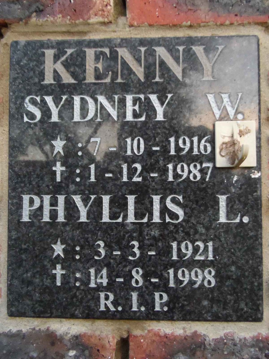 KENNY Sydney W. 1916-1987 &amp; Phyllis L. 1921-1998