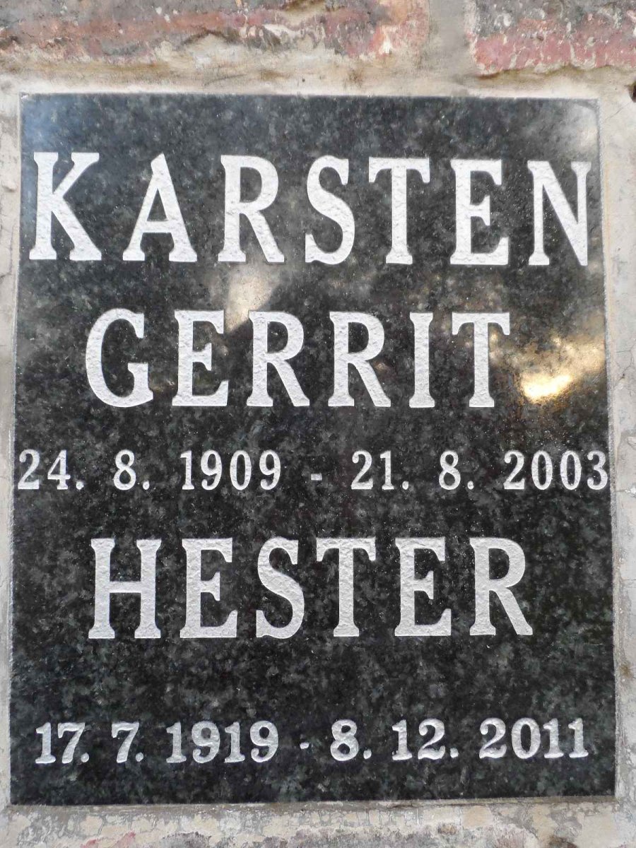 KARSTEN Gerrit 1909-2003 &amp; Hester 1919-2011
