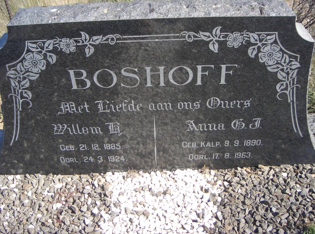 BOSHOFF Willem H. 1885-1924 &amp; Anna G.J. KALP 1890-1963