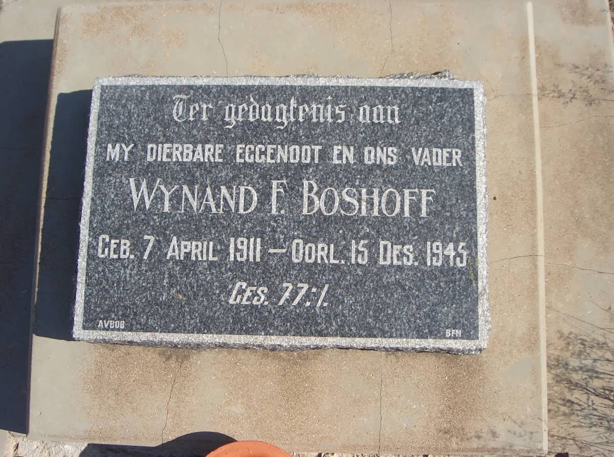 BOSHOFF Wynand F. 1911-1945