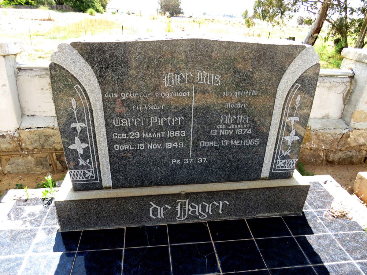 JAGER Carel Pieter, de 1863-1949 & Aletta JOUBERT 1874-1965