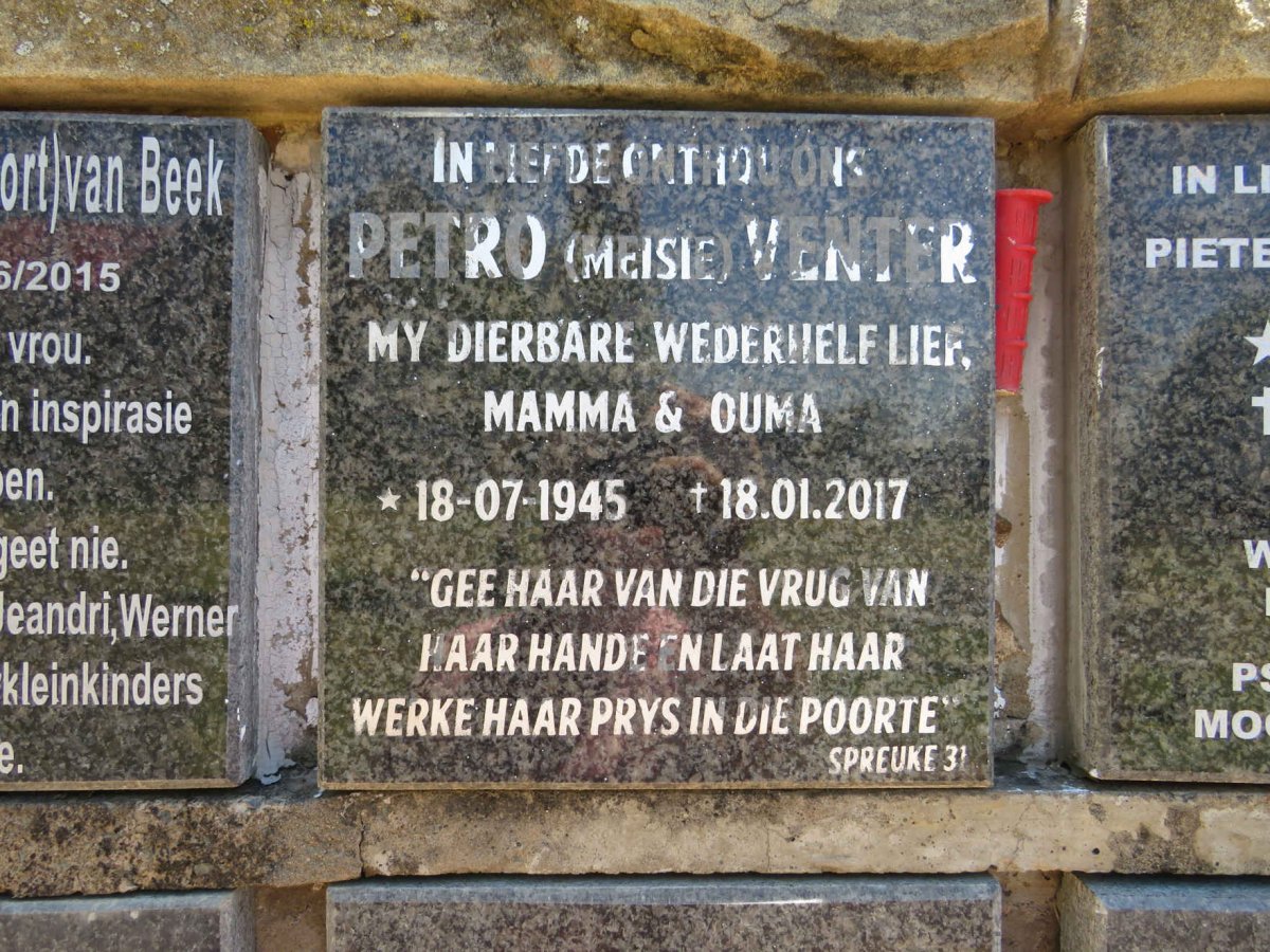 VENTER Petro 1945-2017