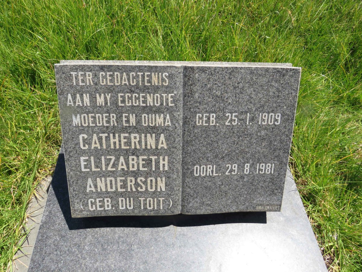 ANDERSON Catherina Elizabeth nee DU TOIT 1909-1981