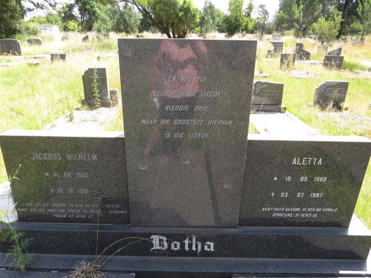 BOTHA Jacobus Wilhelm 1900-1981 & Aletta 1909-1997