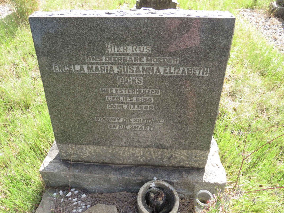 DICKS Engela Maria Susanna Elizabeth nee ESTERHUIZEN 1884-1949