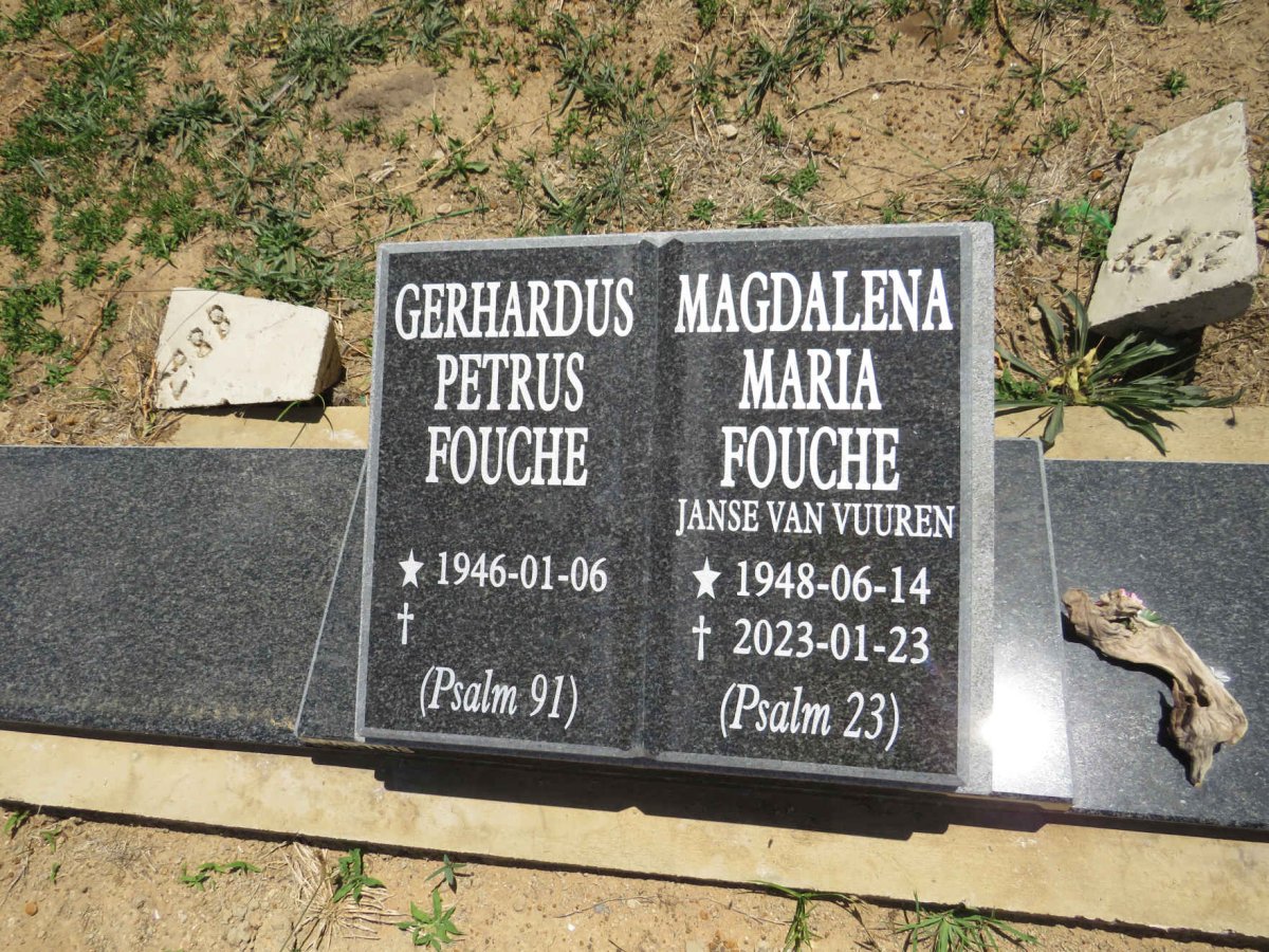FOUCHE Gerhardus Petrus 1946- & Magdalena Maria JANSE VAN VUUREN 1948-2023