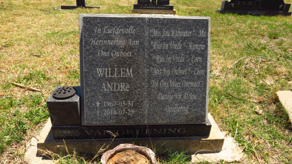 GRUENING Willem Andre, van 1967-2014