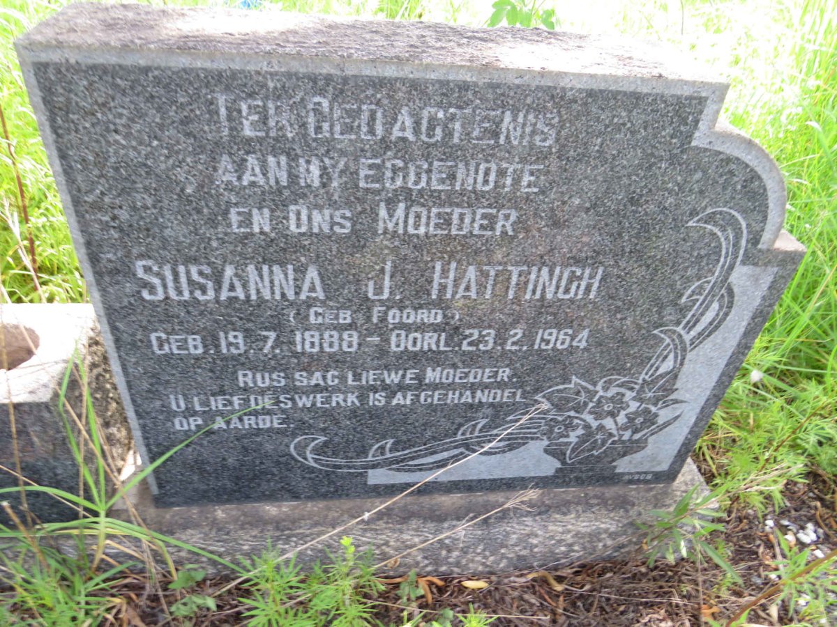 HATTINGH Susanna J. nee FOORD 1888-1964