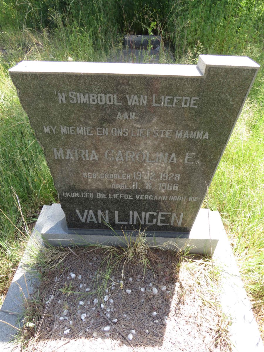 LINGEN Maria Carolina E., van nee GROBLER 1928-1966