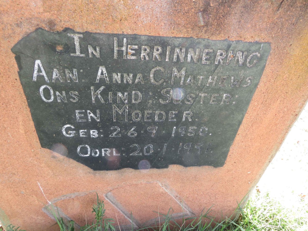 MATHEWS Anna C. 1950-1991