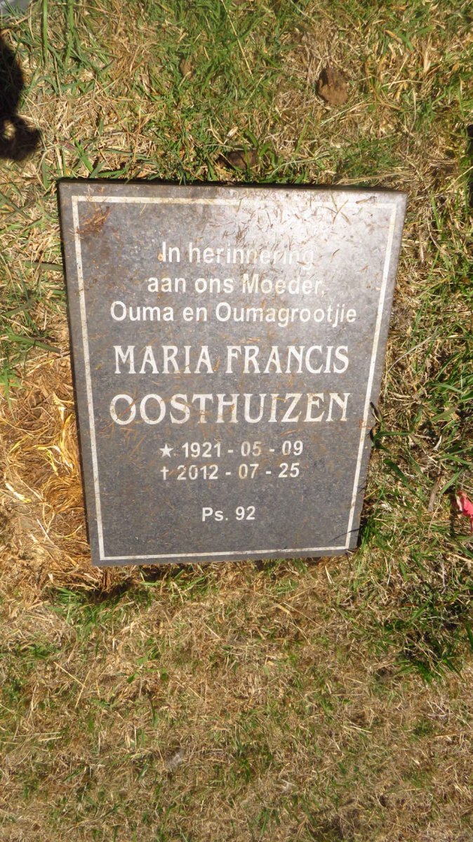 OOSTHUIZEN Maria Francis 1921-2012 