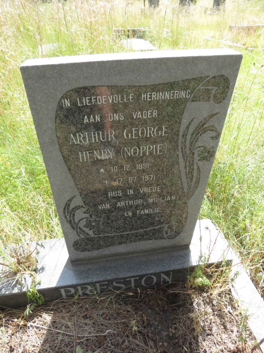 PRESTON Arthur George Henry 1891-1971