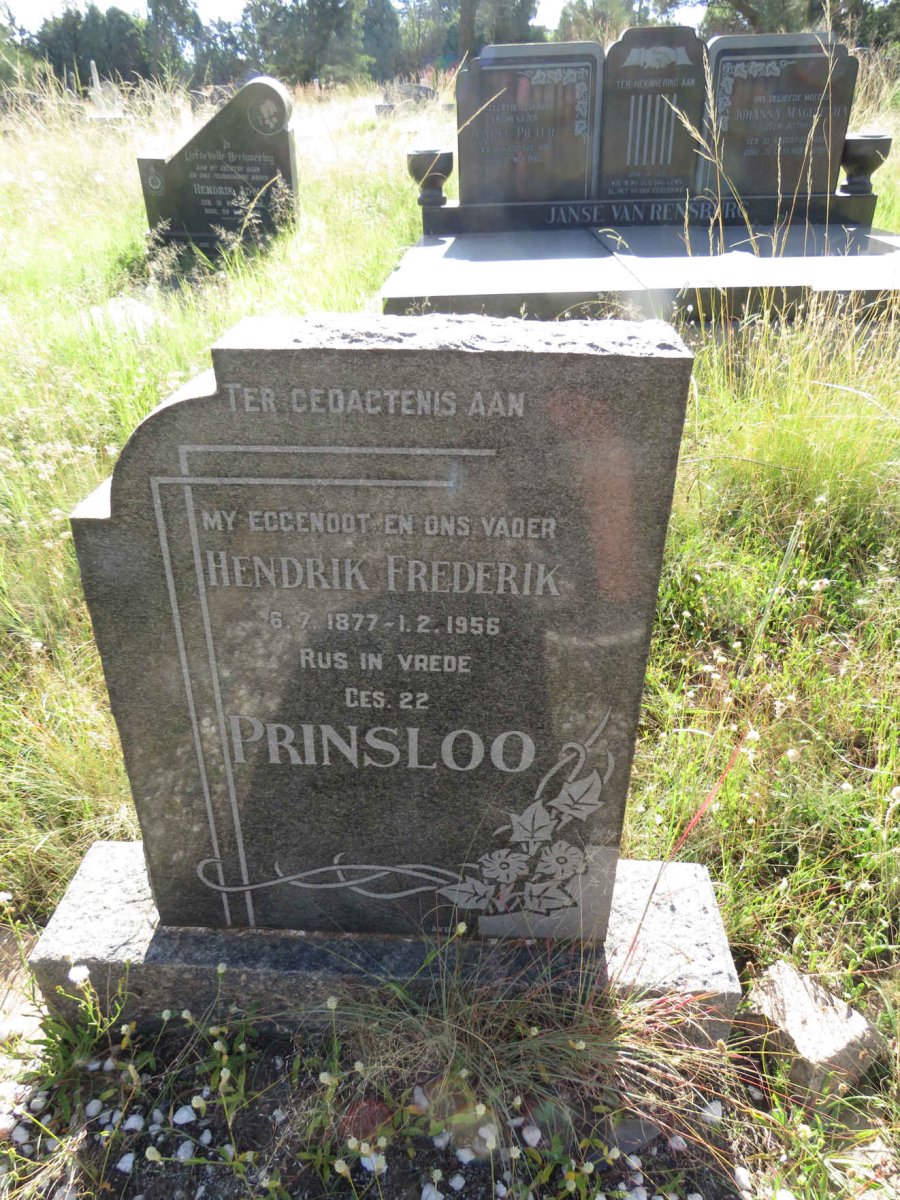PRINSLOO Hendrik Frederik 1877-1856