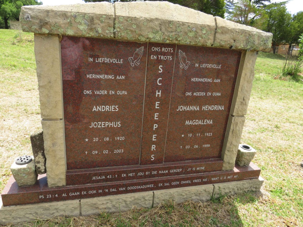 SCHEEPERS Andries Jozephus 1920-2003 & Johanna Hendrina Magdalena 1923-1999