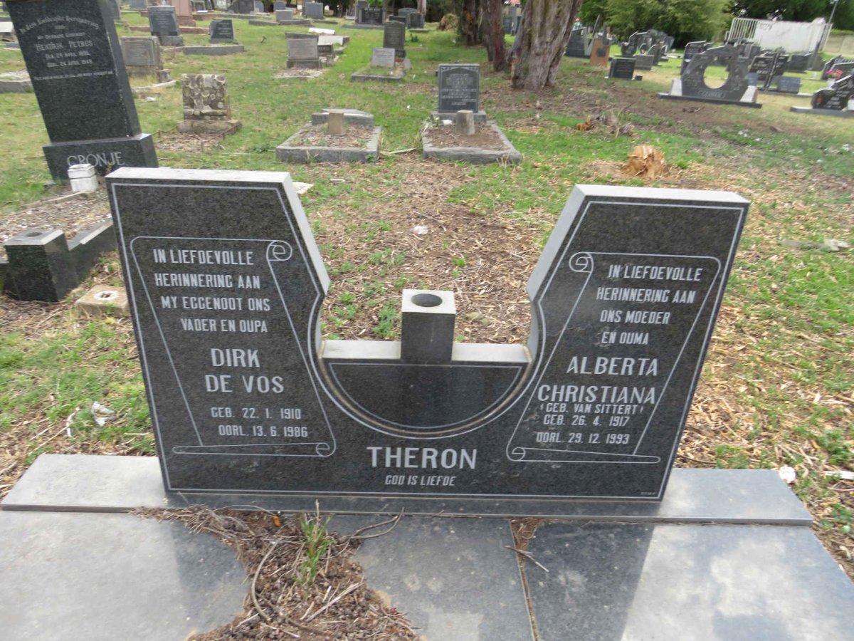 THERON Dirk De Vos 1910-1986 & Alberta Christiana VAN SITTERT 1917-1993