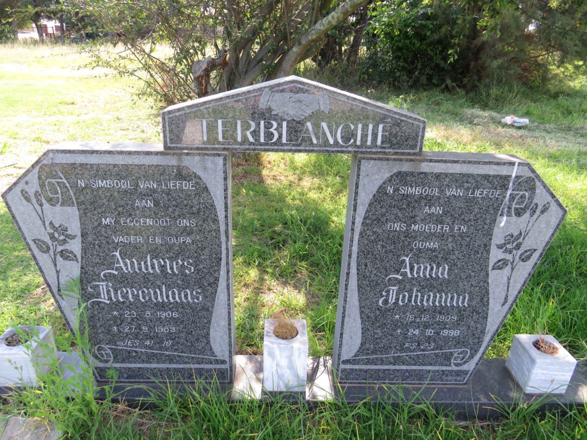 TERBLANCHE Andries Herculaas 1906-1989 & Anna Johanna 1909-1998