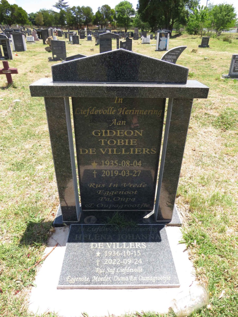 VILLIERS Gideon Tobie, de 1935-2019 & Helena Johanna 1936-2022 