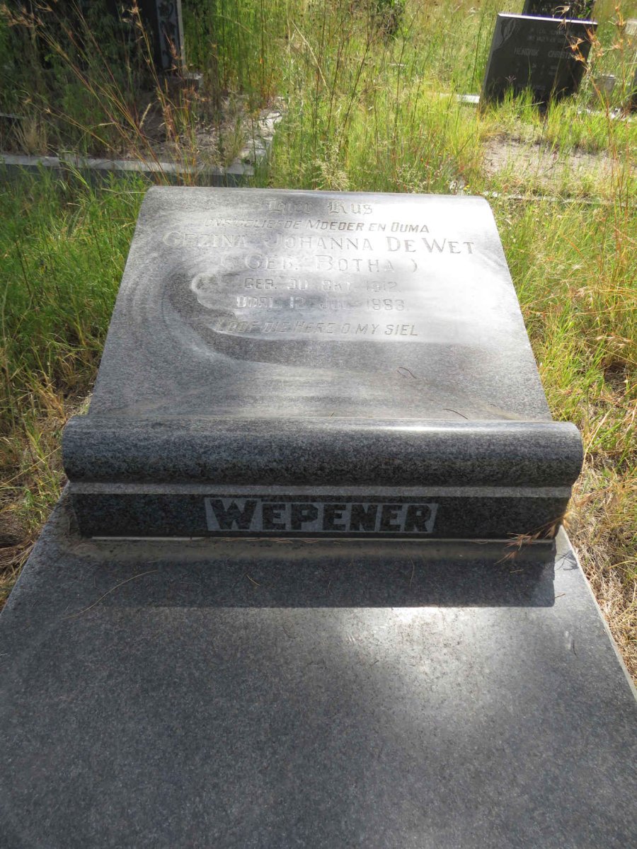 WEPENER Gezina Johanna de Wet nee BOTHA 1912-1993_2