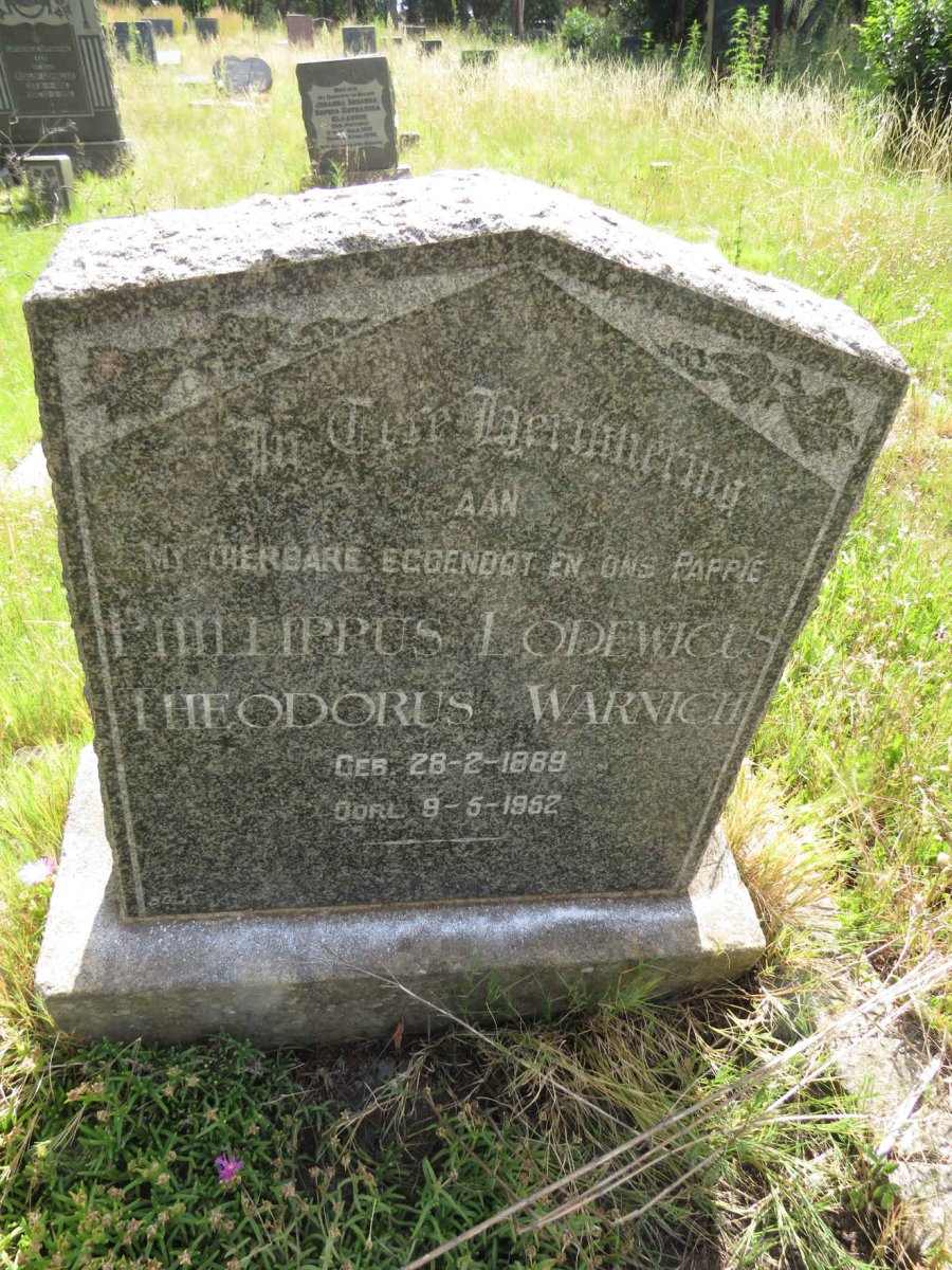 WARNICH Phillippus Lodewicus Theodorus 1889-1952