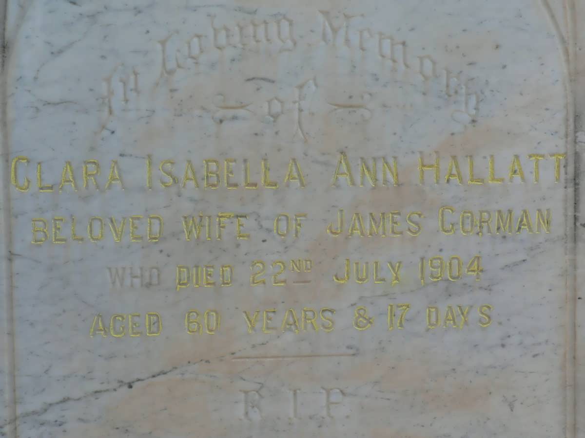 GORMAN Clara Isabella Ann nee HALLATT -1904
