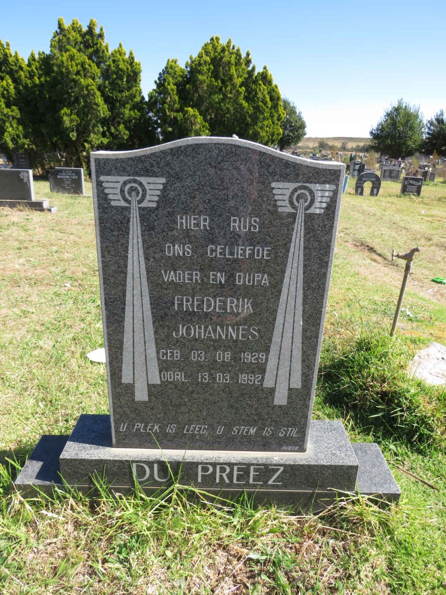 PREEZ Frederik Johannes, du 1929-1992