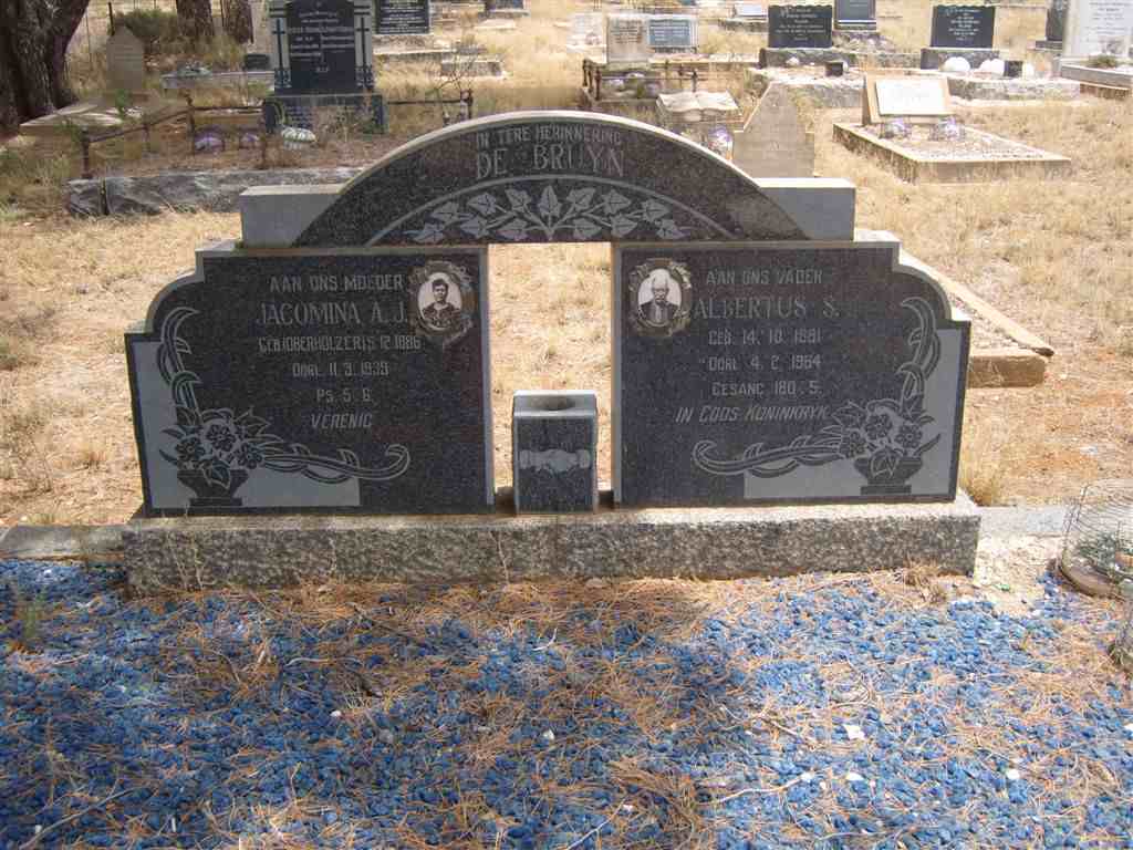 BRUYN Albertus S., de 1881-1964 &amp; Jacomina A.J. OBERHOLZER 1886-1939